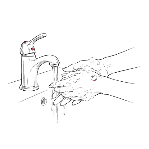 泡で手を洗うイラスト