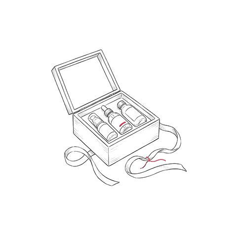 3本のボトルが入った箱のイラスト